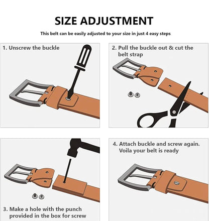 Contacts Genuine Leather Belt for Men with Easier Buckle